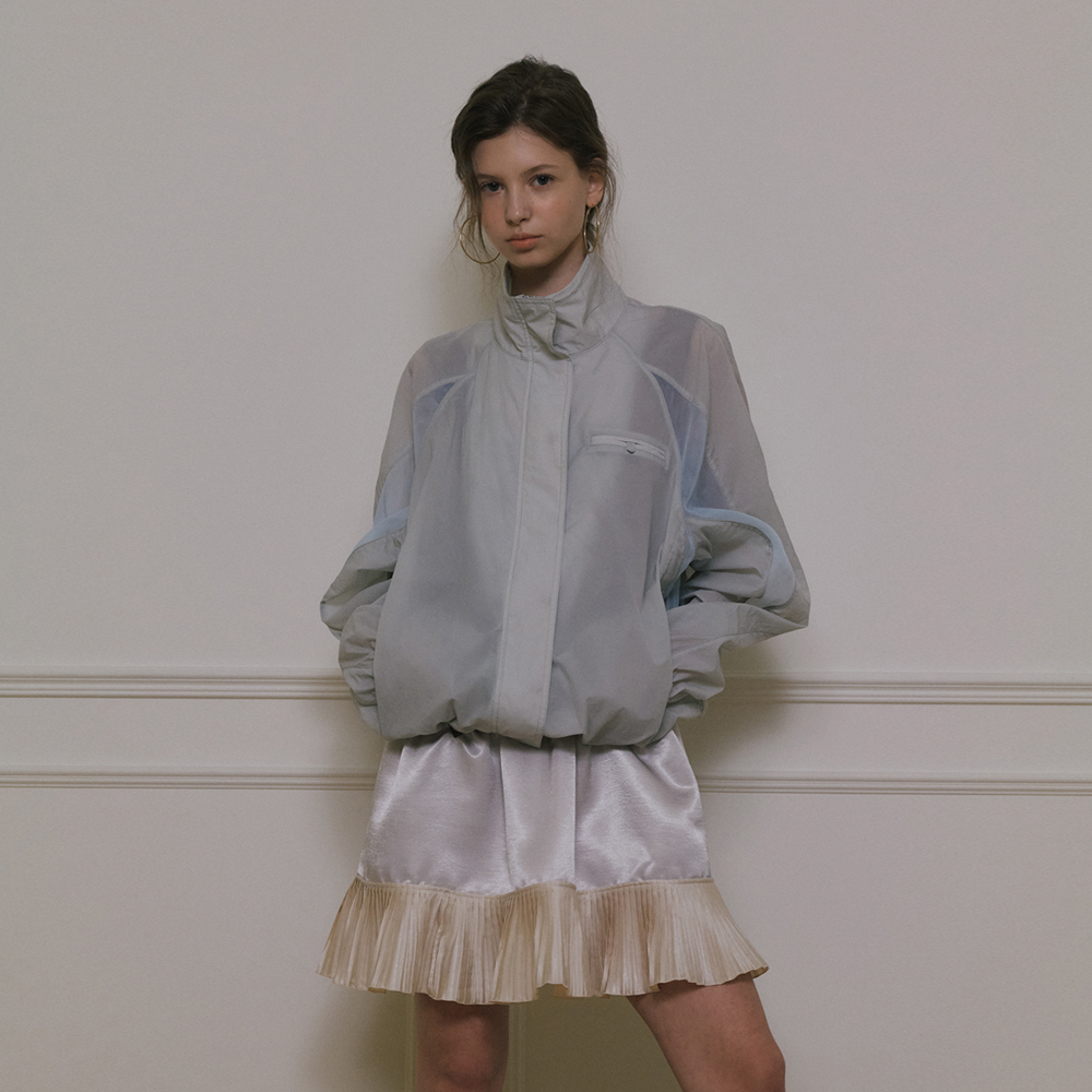 INCISION NYLON BLOUSON JUMPER_LIGHT GREY/BLUE - 감도 깊은