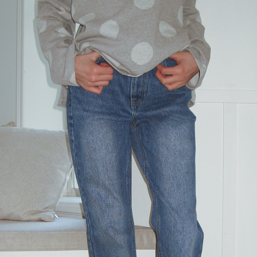BACK HEART STITCH POCKET BOOTSCUT DENIM PANTS MEDIUM BLUE