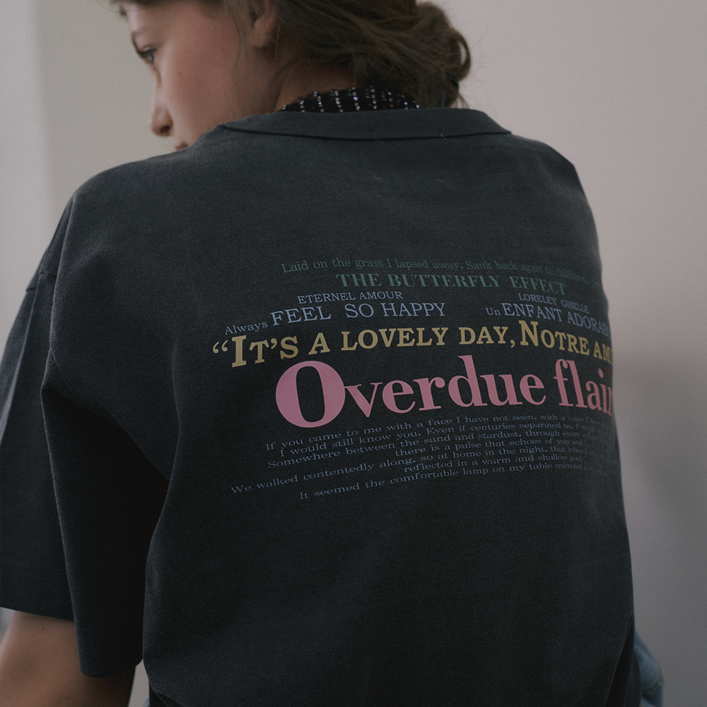 【OVERDUEFLAIR】vintage letter pigment t-shirt_charcoal VINTAGE LETTER PIGMENT T-SHIRT_CHARCOAL - overdue flair
