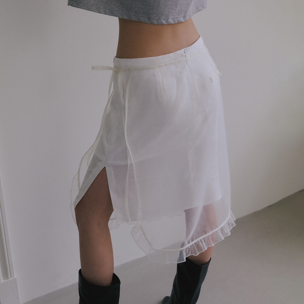 ★overdue flair★ SHEER LAYERED WRAP SKIRT_BEIGE SHEER LAYERED WRAP SKIRT_WHITE - overdueflair