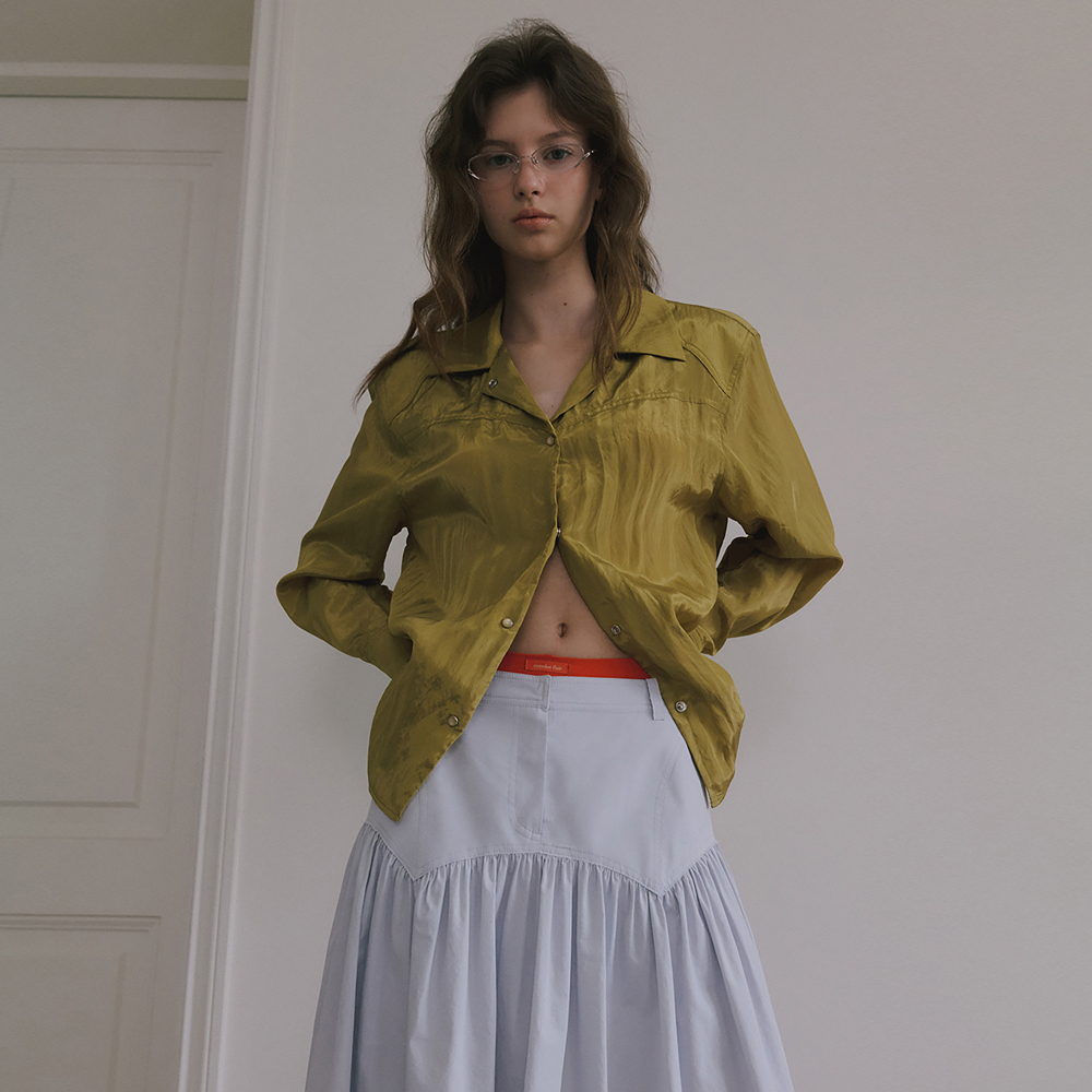 【OVERDUEFLAIR】grunge yoke gather long skirt_white GRUNGE YOKE GATHER LONG SKIRT_WHITE - overdue flair