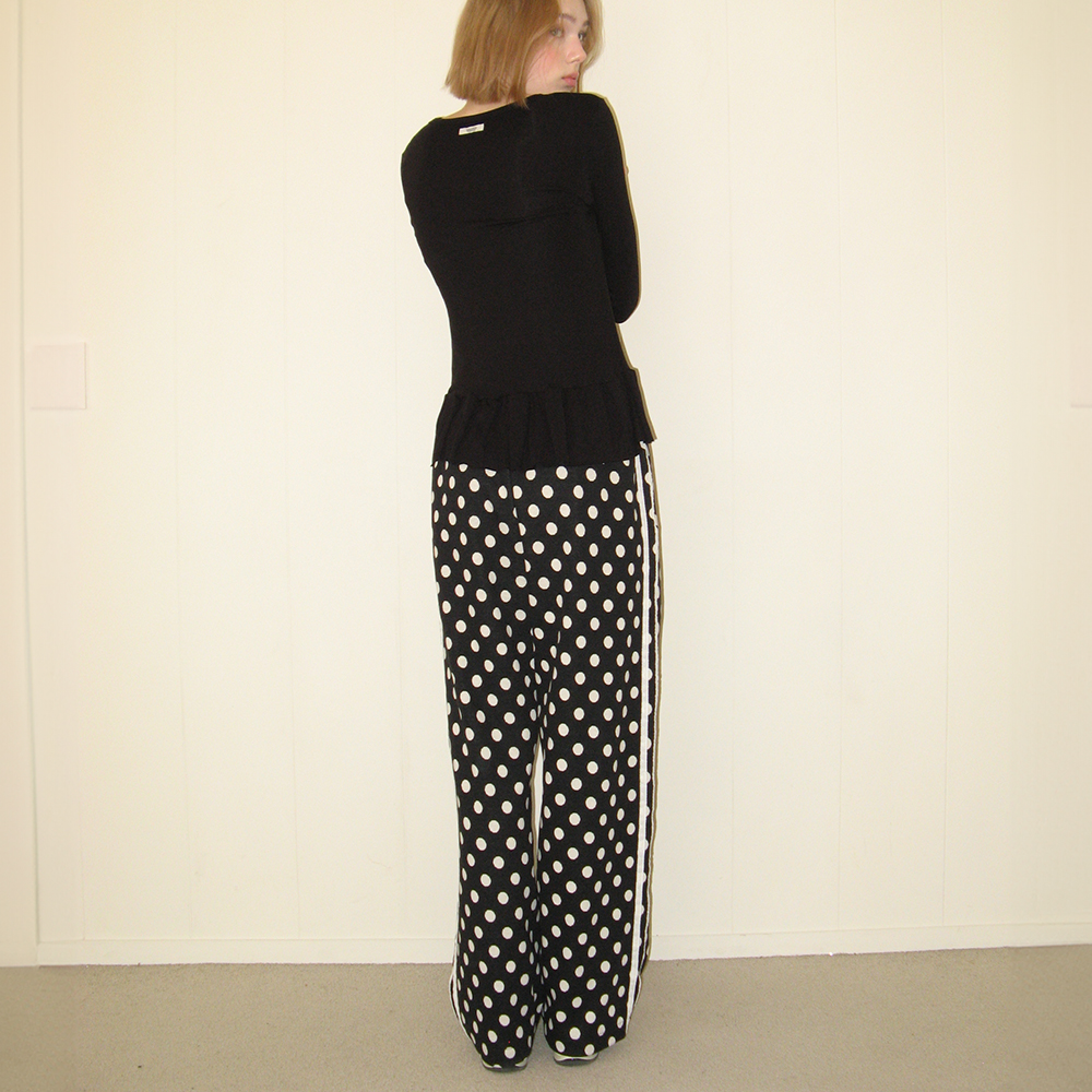 パンツ RONRON DOT LACE LINE SWEAT PANTS 5BJH416 DOT LACE LINE SWEAT PANTS BLACK - 감도 깊은 취향 셀렉트샵 29CM