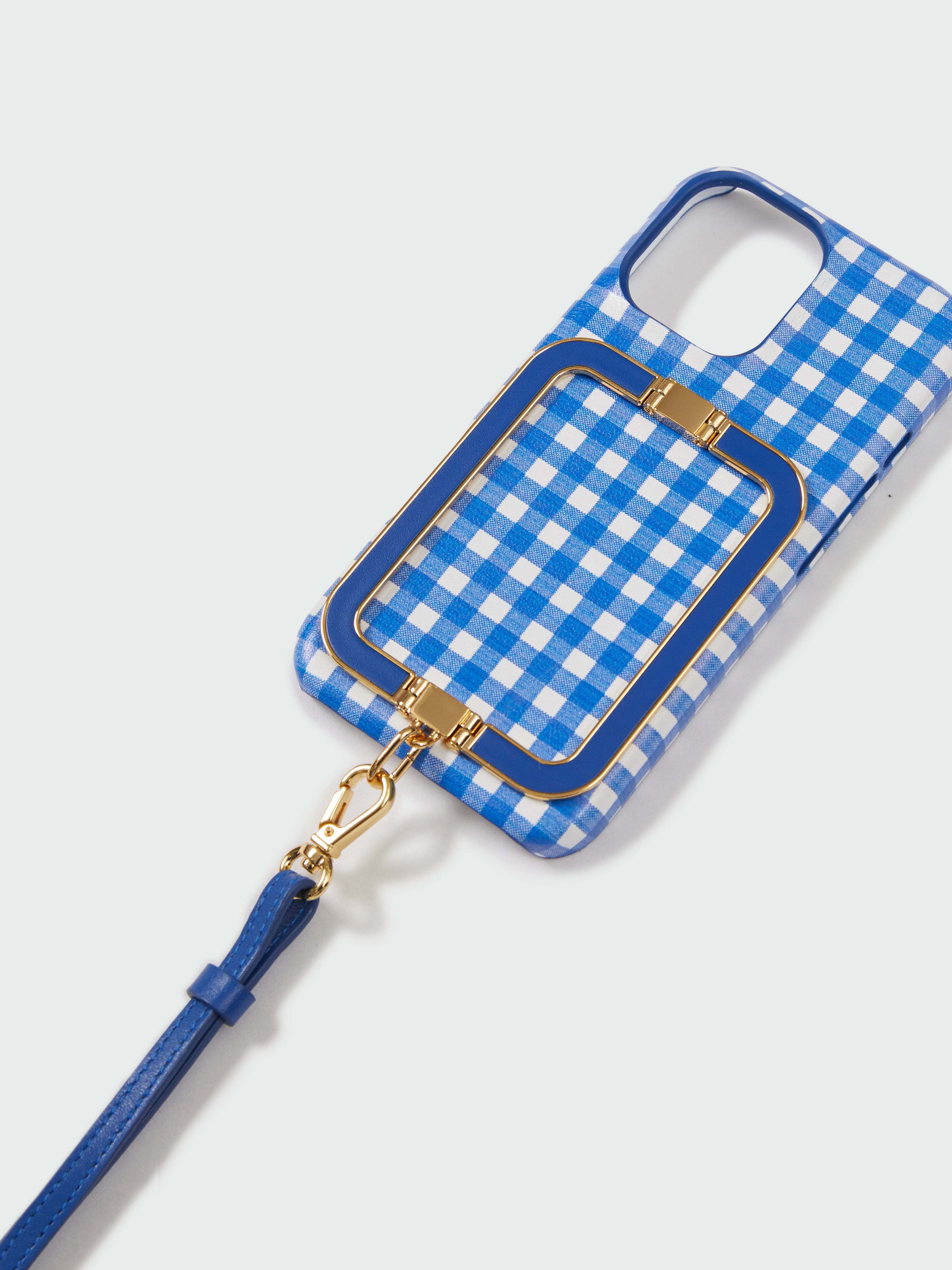 【EENK】Phone Case with Leather Strap Blue Check Phone Case with Leather Strap Blue Check - 감도 깊은 취향