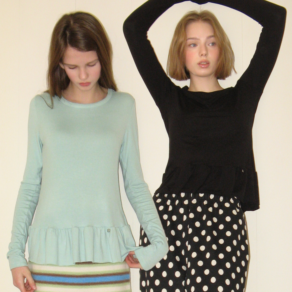 Tシャツ・カットソー RONRON PENDANT RUFFLE LAYERED SLIM LONG SLEEVE (6color) PENDANT RUFFLE LAYERED SLIM LONG SLEEVE (6color) - 감도 깊은