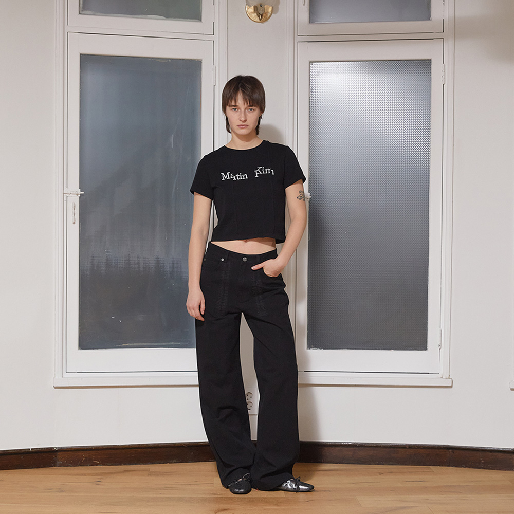 パンツ [MATINKIM]stitch point washed cotton pants in black STITCH POINT WASHED COTTON PANTS IN BLACK – Matin Kim