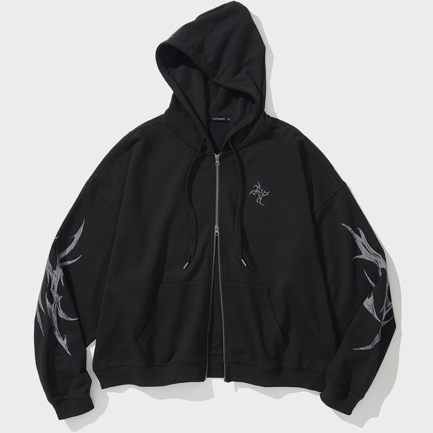 Stud Half Logo Pigment Hood Zip up - Charcoal - 감도 깊은