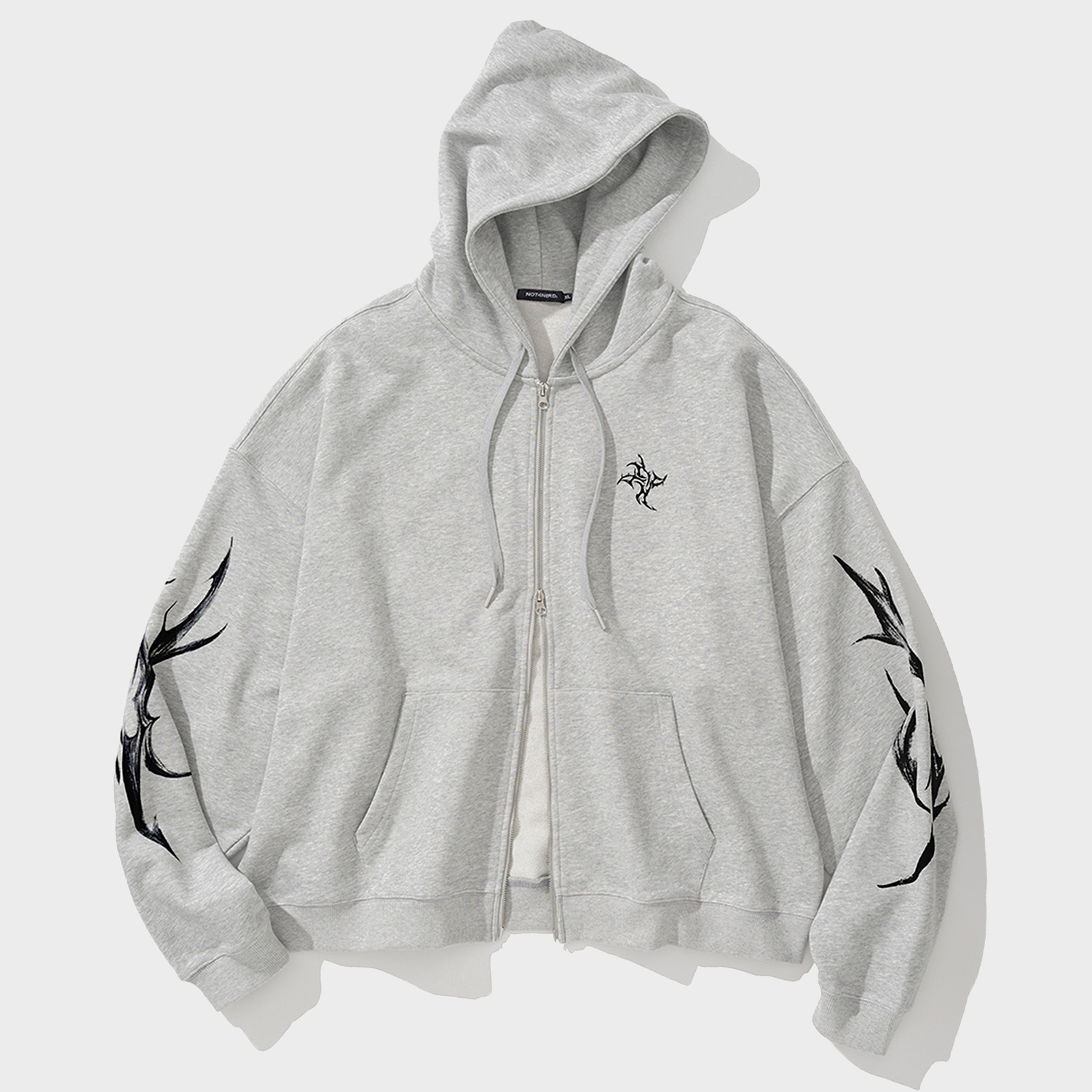 【NOT4NERD】N4ND Trident Logo Raglan Hood Zip Up★韓国人気★ NOT4NERD】N4ND Trident Logo Raglan Hood Zip Up☆韓国人気