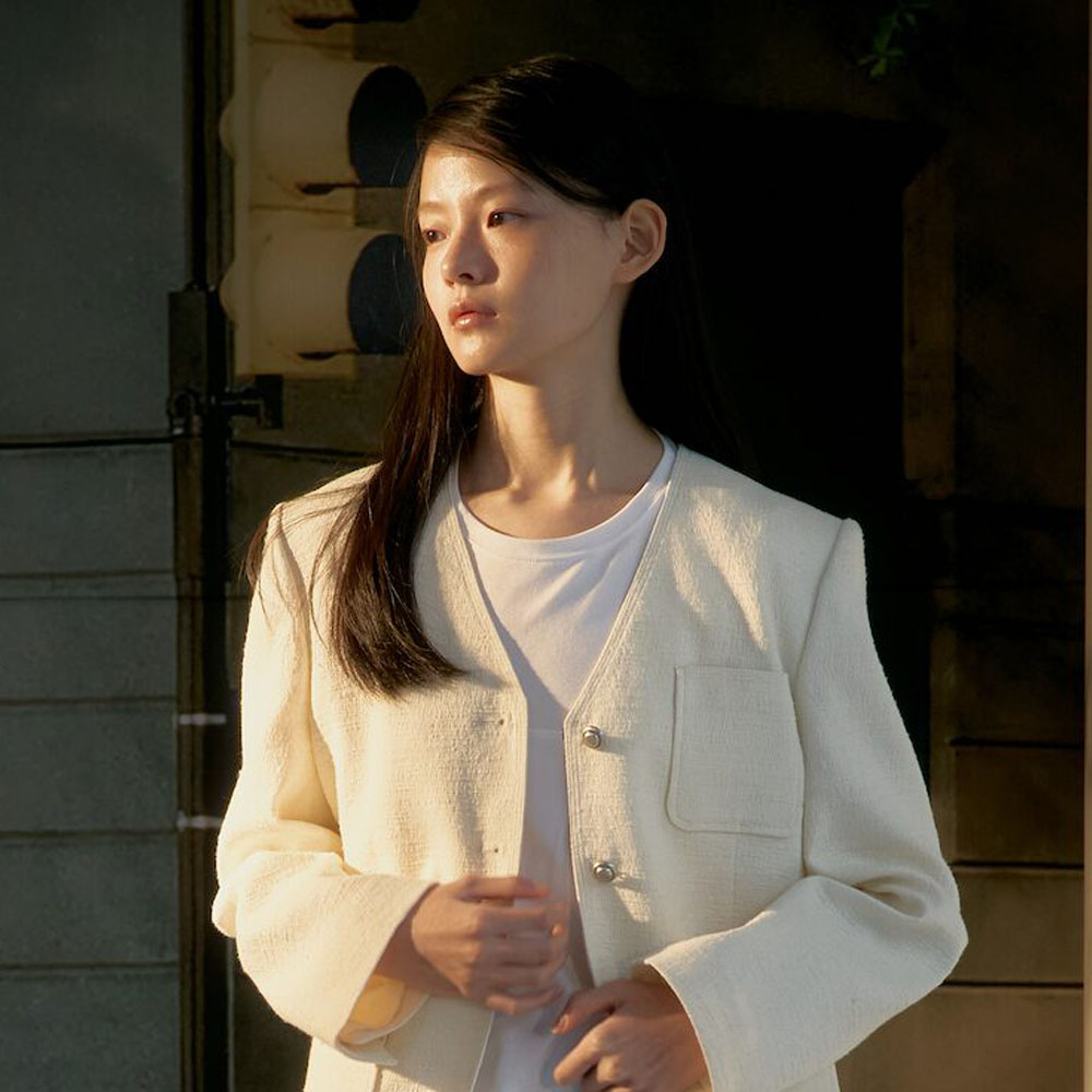 LACE TORCHON TERRY WOOL TWEED JACKET CREAM - 감도 깊은 취향