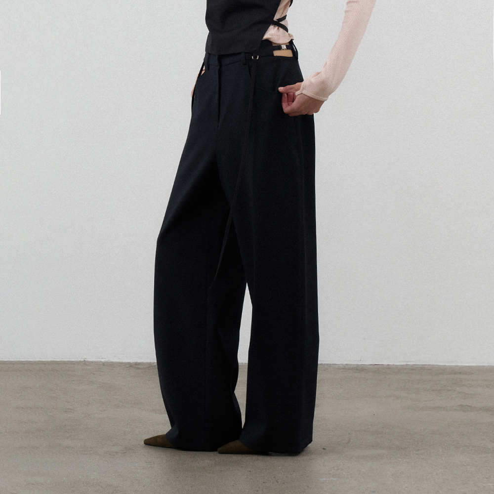 パンツ Siyazu SIPT7020 Double Weave Banding SL_Black SIPT7021 Double Weave Long wide SL_Black - 감도 깊은 취향