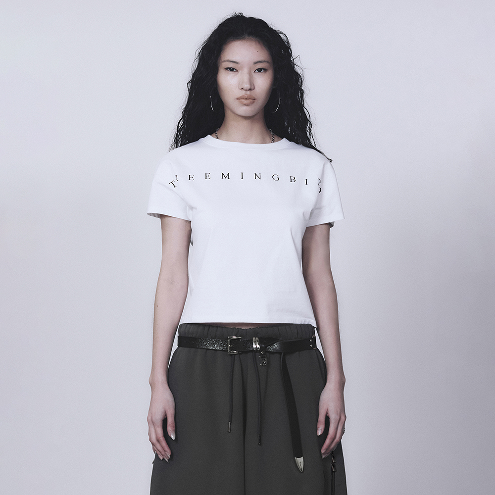 TMB Small Square Logo Crop T-shirts [ White ] - 감도 깊은