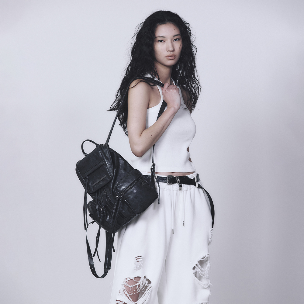 韓国発☆Zipper Finishing Flap Big Back Pack/TREEMINGBIRD Zipper Finishing Flap Mini Back Pack [ Dark Gray ] - 감도