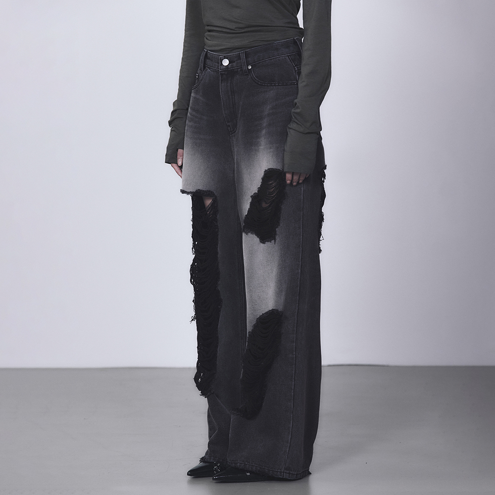 ★TREEMINGBIRD★ Scratch Damage Denim Pants 트리밍버드(TREEMINGBIRD) Scratch Damage Denim Pants [ Blue