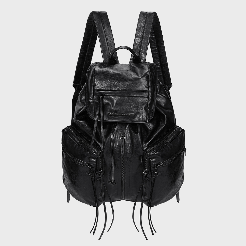 【TREEMINGBIRD】韓国★Zipper Finishing Flap Mini Back Pack Zipper Finishing Flap Mini Back Pack [ Dark Gray