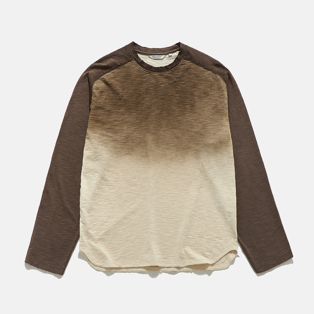 WM GRADATION LETTERING RAGLAN LONG SLV TEE brown - 감도 깊은