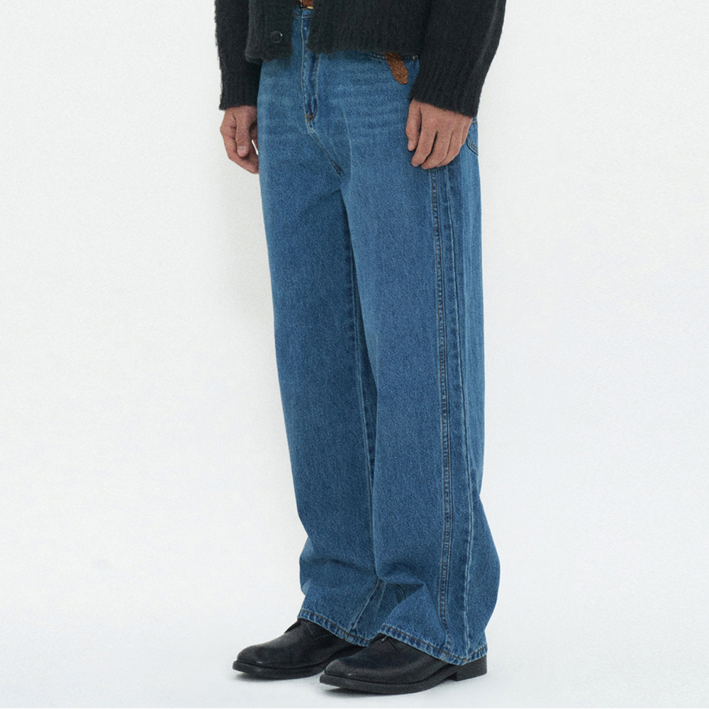 WAIST GAP CRACK LAZER WIDE DENIM PANTS INDIGO - 감도 깊은