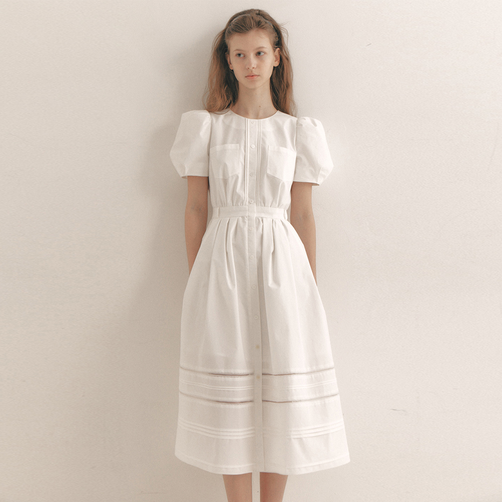 【韓国 The tis】LISIANTHIUS PINTUCK PLEATS DRESS_TT5S605IV 3rd] LISIANTHIUS PINTUCK PLEATS DRESS_TT5S605IV - 더티스