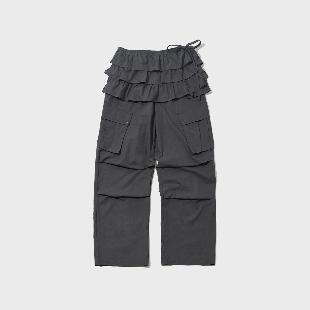 ◆fogdawn◆ Frill Layered Skirt Pants charcoal DA25SSP005CH Frill Layered Skirt Pants (charcoal) - 감도 깊은 취향 셀렉트