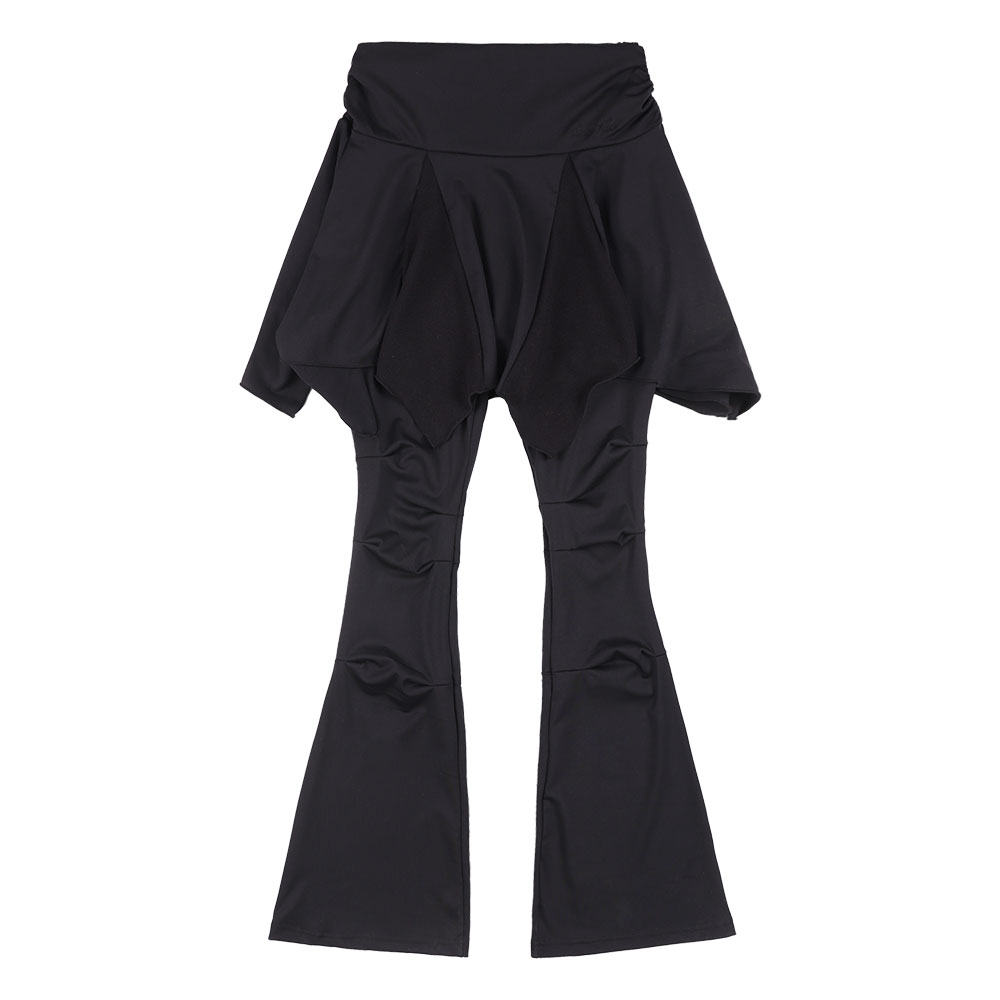 UNBALANCE SKIRT LAYERED PINTUCK PANTS (BLACK)_F25QD894