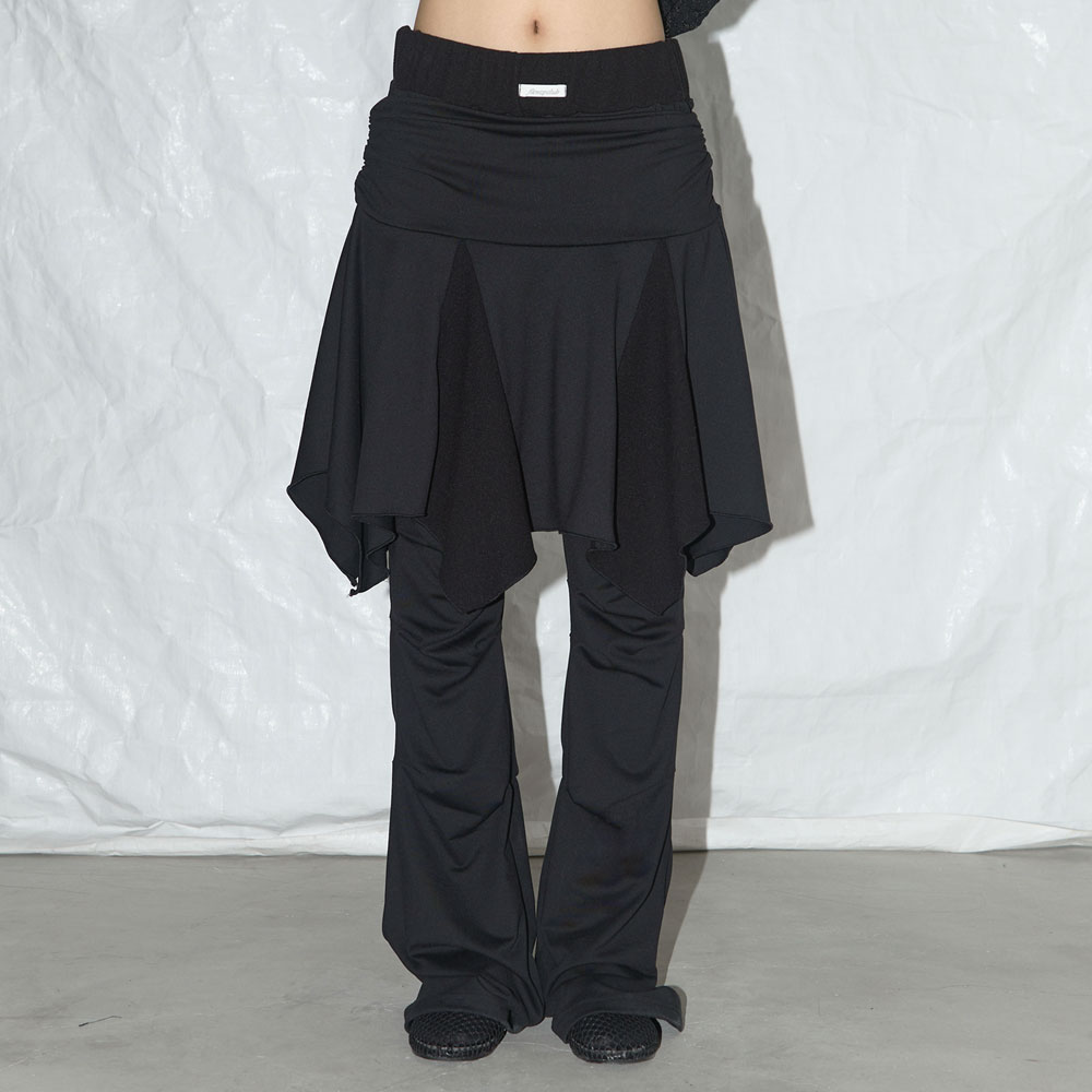 【FANCY CLUB】UNBALANCE SKIRT LAYERED PINTUCK PANTS / 追跡付 FANCY CLUB】送料税込 UNBALANCE SKIRT LAYERED PINTUCK PANTS