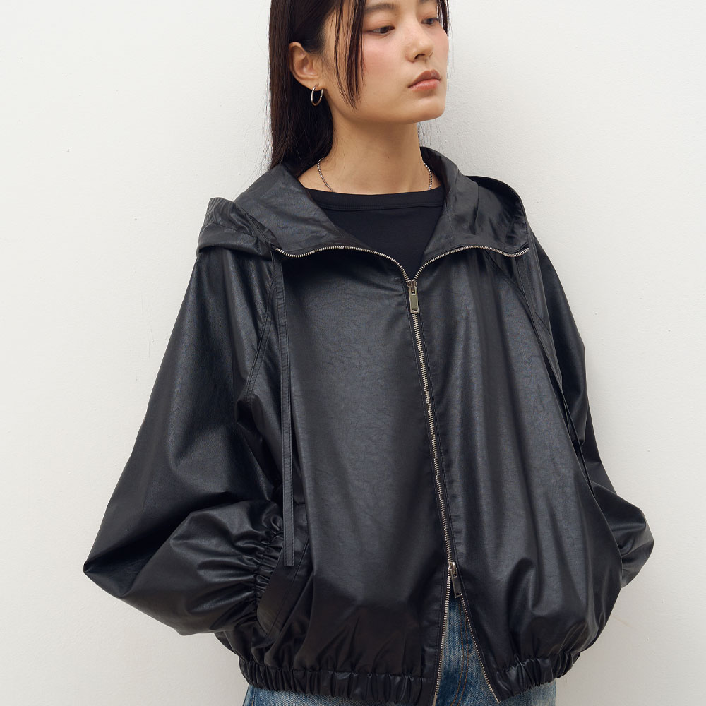 ジャケット・アウター MATIN CROP HOODY COATING JUMPER MATIN CROP HOODY COATING JUMPER IN NAVY – ETA SEOUL