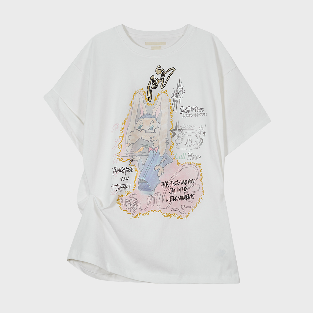 TYPESERVICE　Rabbit Ruched Top [White]　韓国 타입서비스(TYPESERVICE) Rabbit Ruched Top [White] - 사이즈
