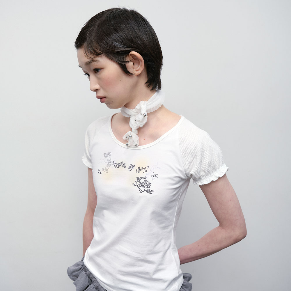 ◇typeservice◇ Lucky Puff Sleeve Top White Lucky Brand Dot Puff Sleeve Top In White Multi | ModeSens