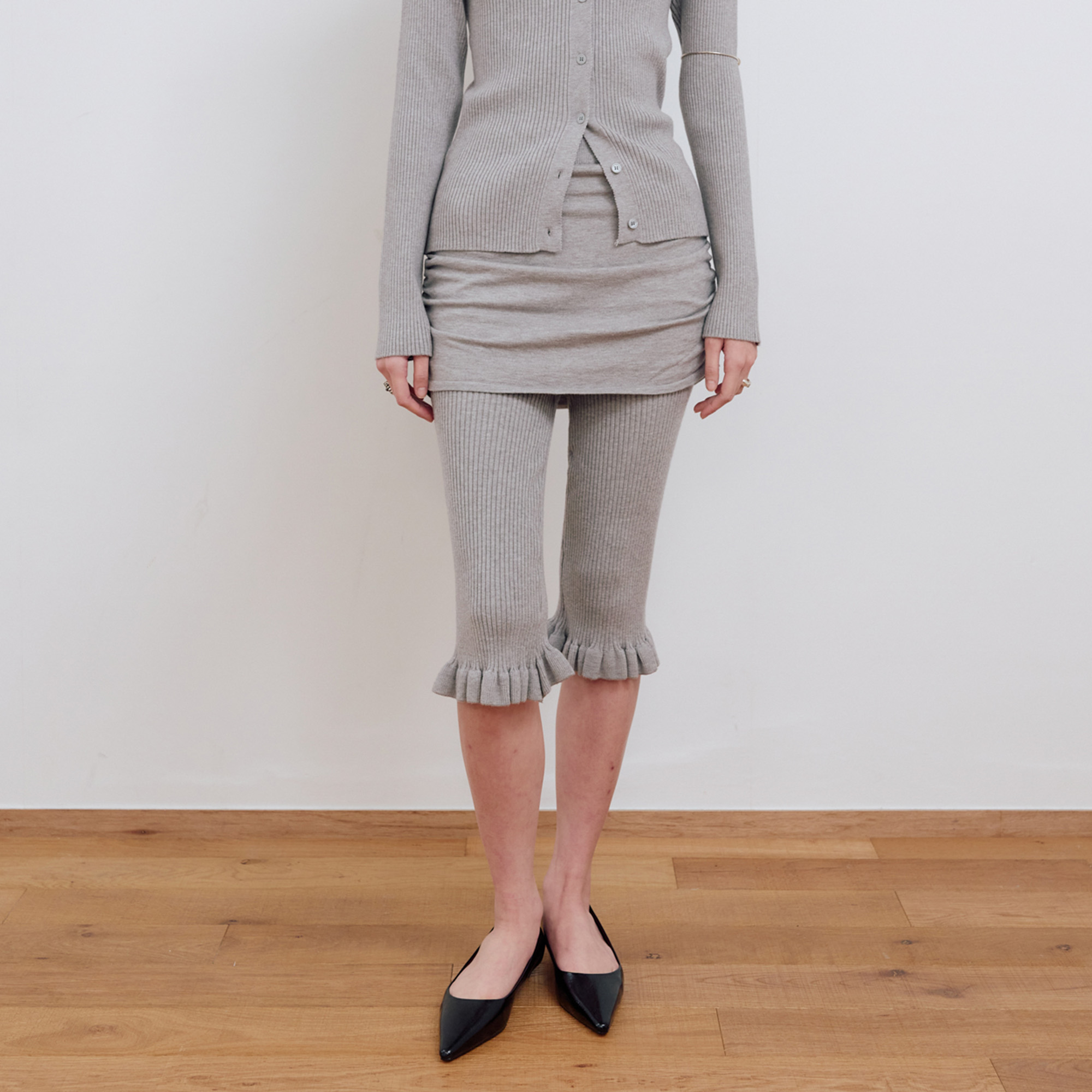◆typeservice◆ Textured Ruffled Comfy Pants Gray OSTB07GYF Textured Ruffled Comfy Pants [Gray] - 감도 깊은 취향 셀렉트