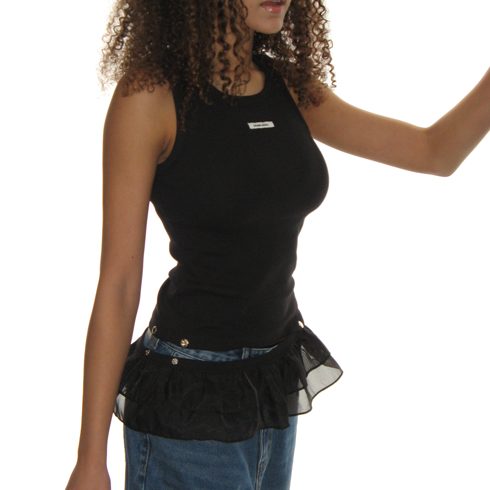 ★CRANK★FRILL SNAP SLEEVELESS_SKY★正規品/韓国直送料込/人気 FRILL SNAP SLEEVELESS_BLACK - 감도 깊은 취향 셀렉트샵 29CM