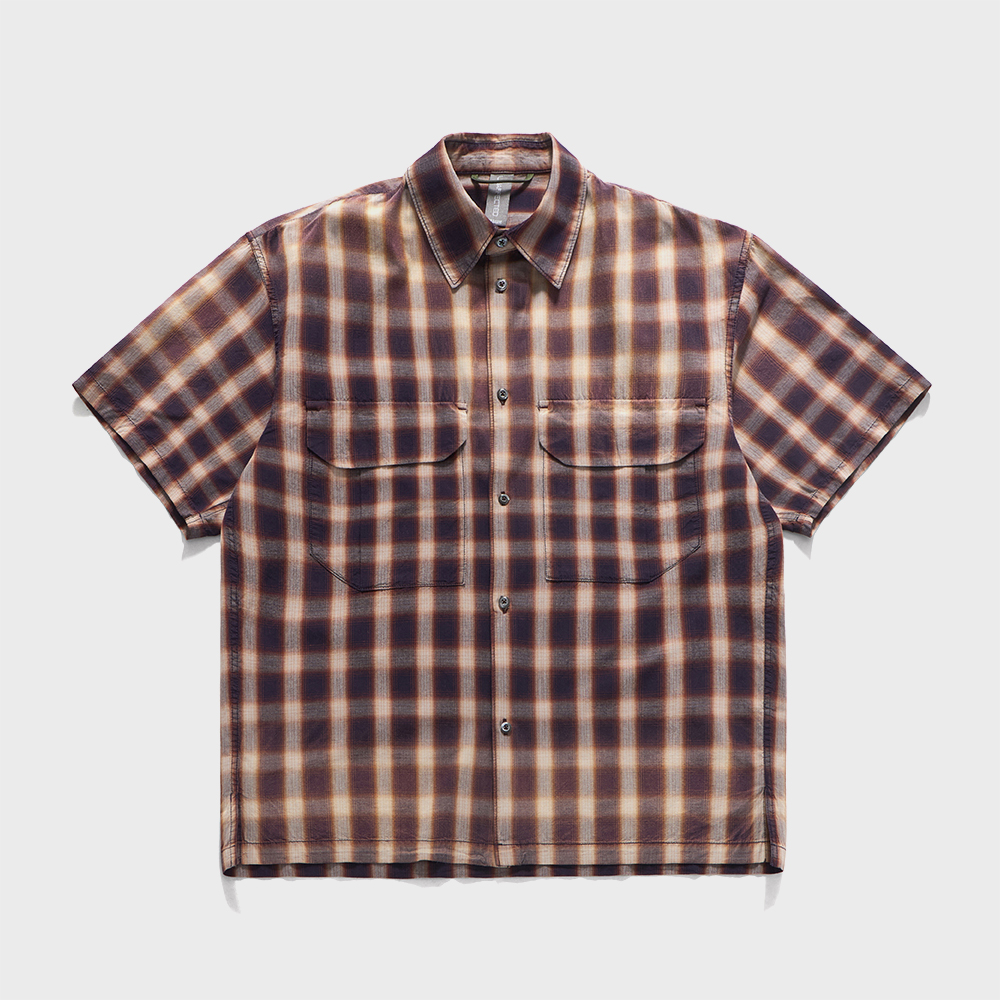 OVERSIZED HALF SHIRT / NAVY & BROWN CHECK - 감도 깊은 취향