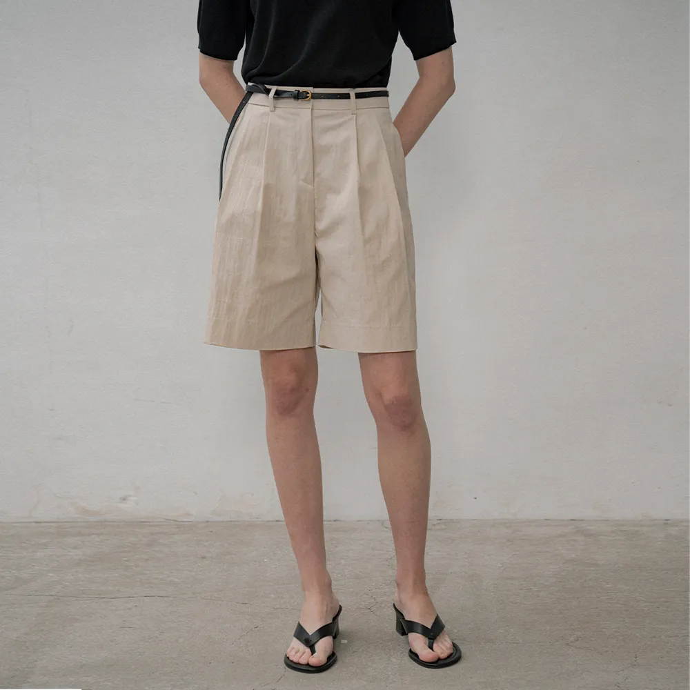 SIPT7150 프렌치 와샤 5부 팬츠_Light beige