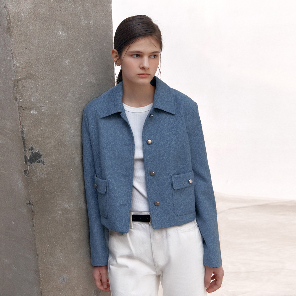 Detachable Collar Tweed Cropped Jacket NEW4XJ209_21 - 감도