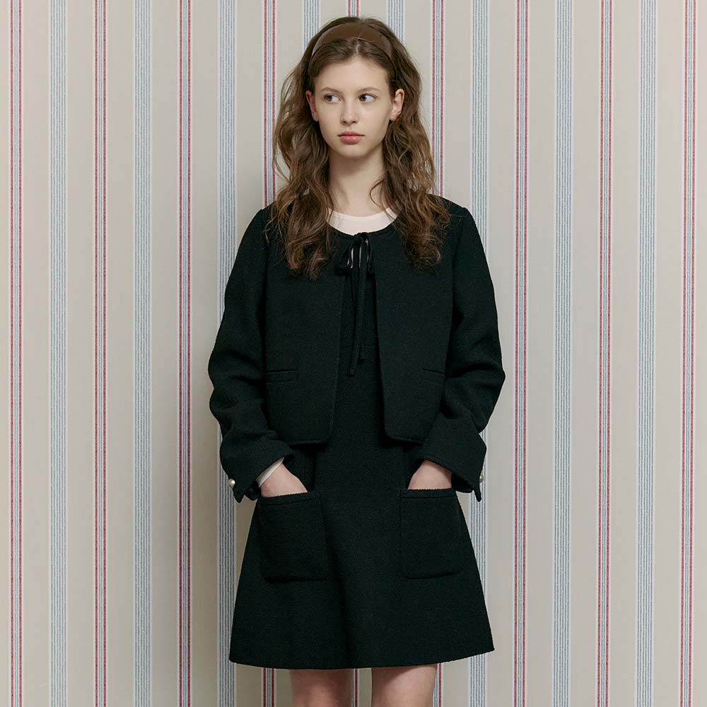 ☆送料・関税込☆VOCAVACA★Tweed Ribbon Jacket★ SET] Tweed Ribbon Jacket & Dress_2color - 감도 깊은 취향