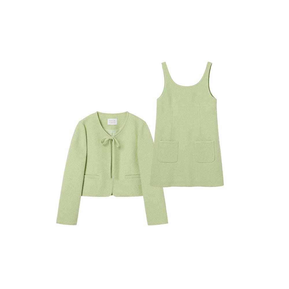 SET] Tweed Ribbon Jacket & Dress_2color - 감도 깊은 취향