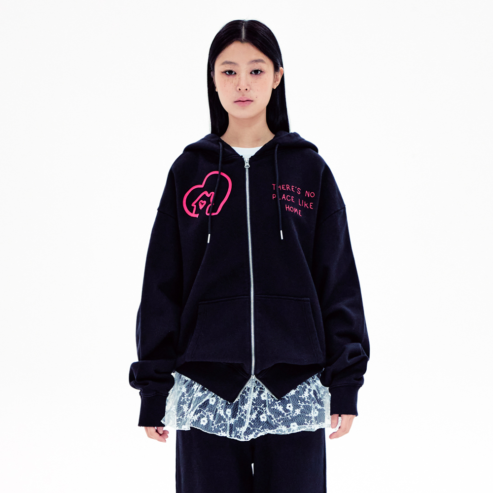 YOUHEE RIBBON HOOD ZIP-UP CHARCOAL - 감도 깊은 취향 셀렉트샵