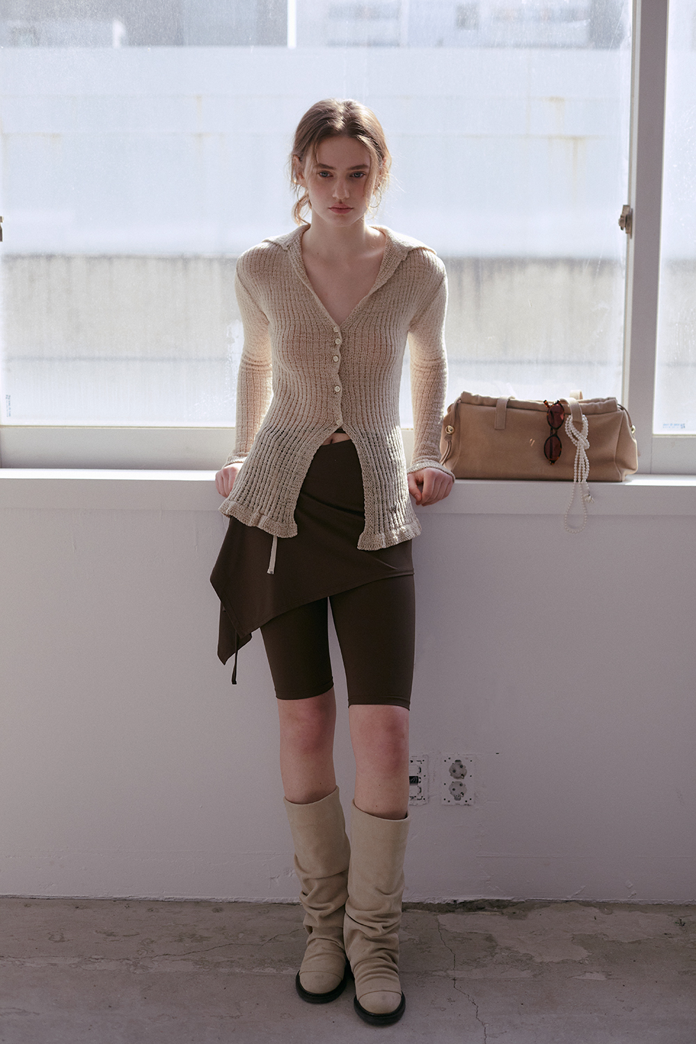 SOFT SEOUL ♥ TENSION BIKER SKIRT&PANTS SET /追跡付 TENSION BIKER SKIRT&PANTS SET_BROWN - 감도 깊은 취향 셀렉트