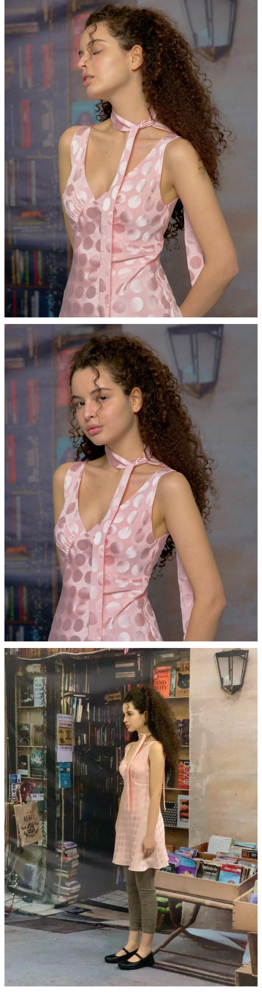 Pearl Dot Mini Dress (Scarf Set / Pink) - 감도 깊은 취향