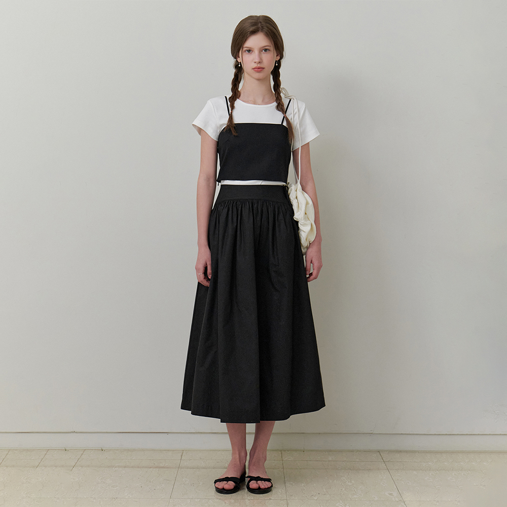 ★RE_L★ Heidi shirring skirt (black) Red Myth Black Long Shirring Skirt SA9CM314L – Theskirtstop.com