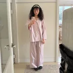 [29CM 단독] (uni)도미토리 시즌 스트라이프 파자마 살구