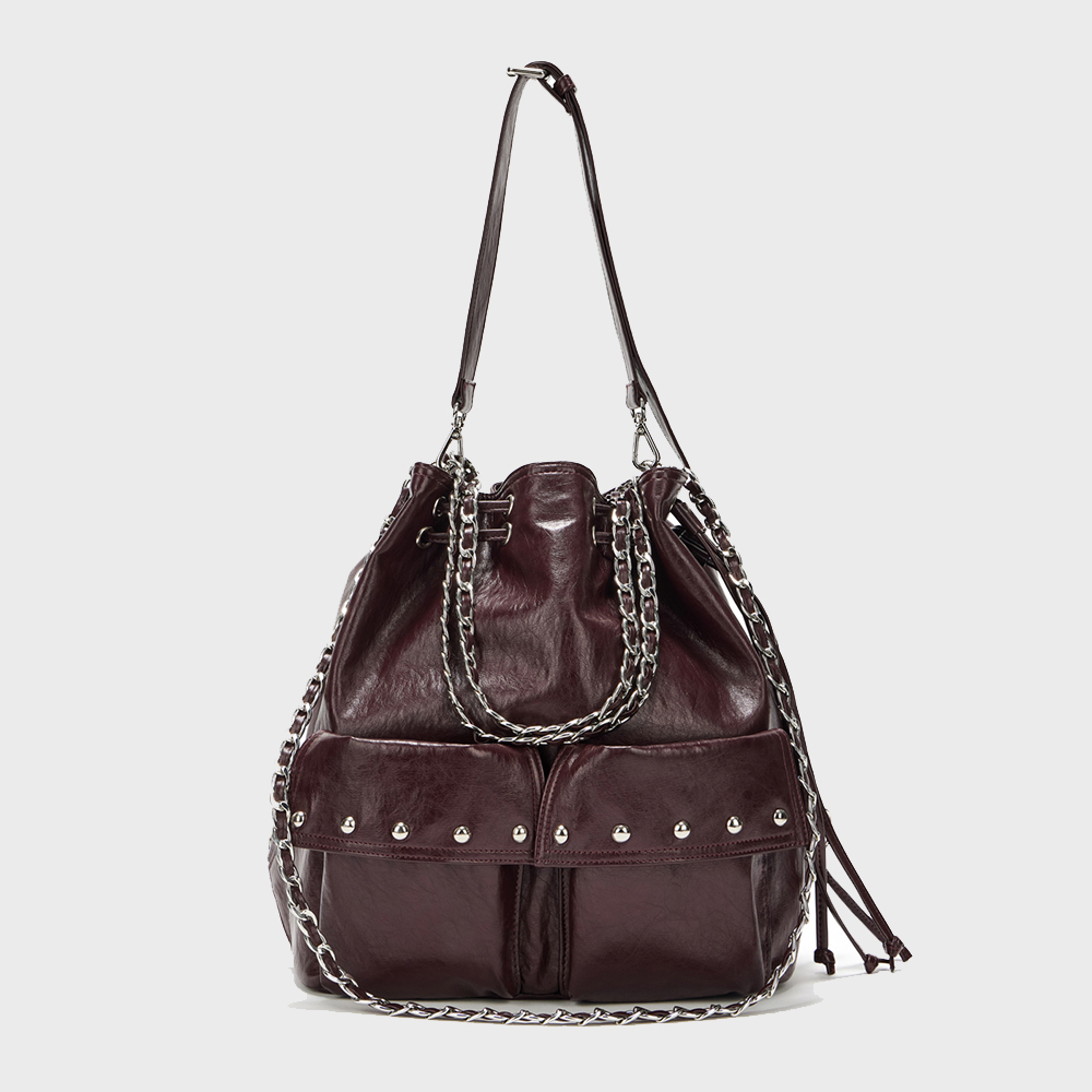DEINET 5-WAY STUD POCKET MULTI BAG IN BURGUNDY - 감도 깊은
