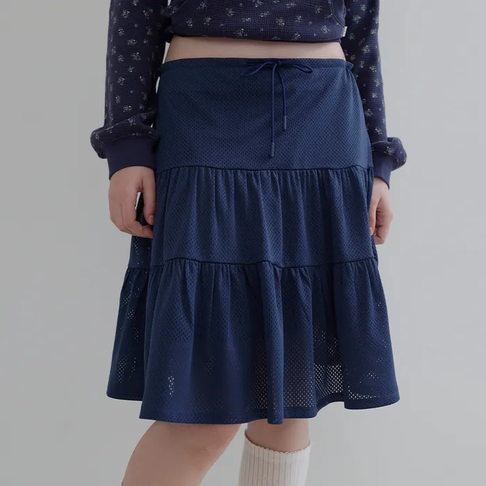 【FUNFROMFUN】Mesh Tiered Skirt ★韓国人気★ 追跡付 Mesh Tiered Skirt (Navy) - 감도 깊은 취향 셀렉트샵 29CM
