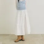 cancan shirring long skirt-ivory