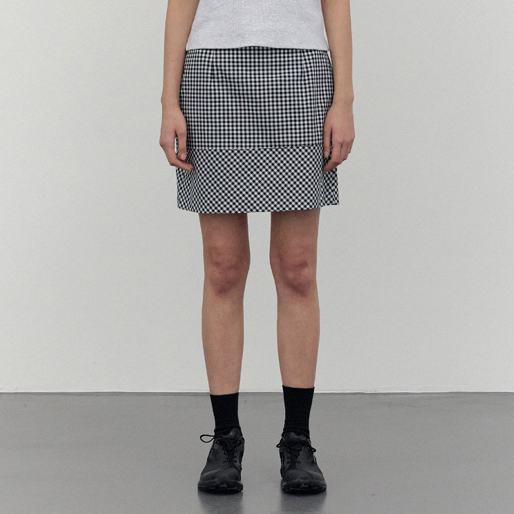 ミニスカート RONRON DOT PATTERN BANDING KNIT MINI SKIRT BLUE CHARCOAL DOT DOT PATTERN BANDING KNIT MINI SKIRT BLUE CHARCOAL DOT
