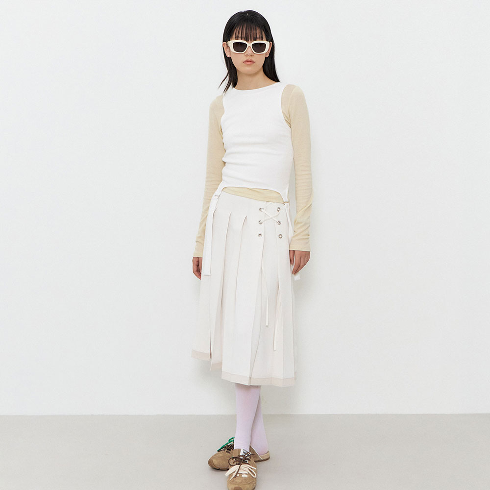 ★ MARRON EDITION★  25 Spring_ Cream Eyelet Pleated Skirt MUSINSA | MARRON EDITION 25 Spring_ Cream Eyelet Pleated Skirt