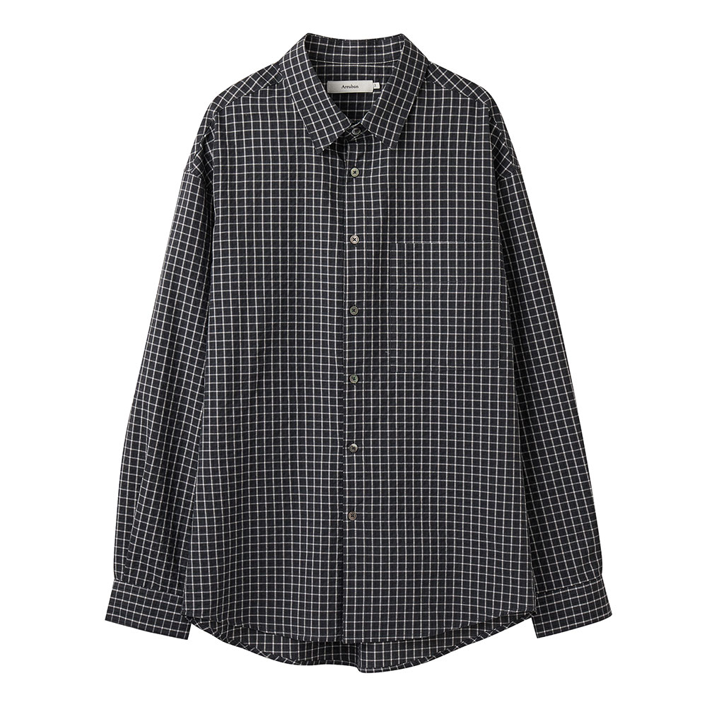 【SATIIIZ】Dias Roll-up Check Shirt Dipper cut over check shirt - satiiiz