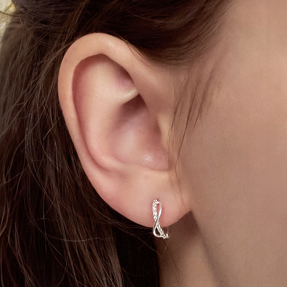 ■ENGBROX■ silver925 moire cubic earring EBEA25011SV New jewelry collection ❥ (silver925) moire cubic earring