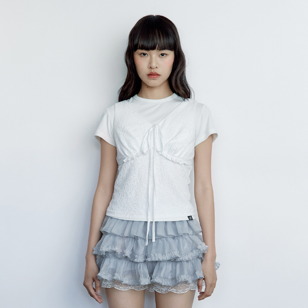 FRILL SNAP SLEEVELESS_SKY