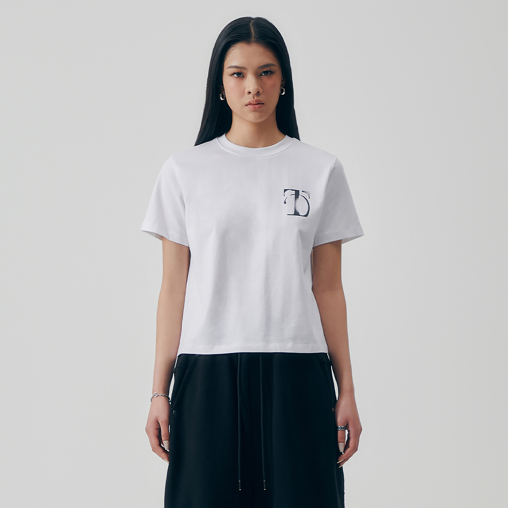 TMB Small Square Logo Crop T-shirts [ White ] - 감도 깊은