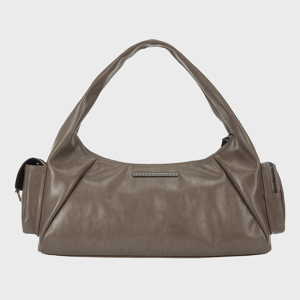 【TREEMINGBIRD】韓国人気★ Tetra-Pocket Hobo Shoulder Bag Tetra-Pocket Hobo Shoulder Bag [ Brown ] - 감도 깊은 취향