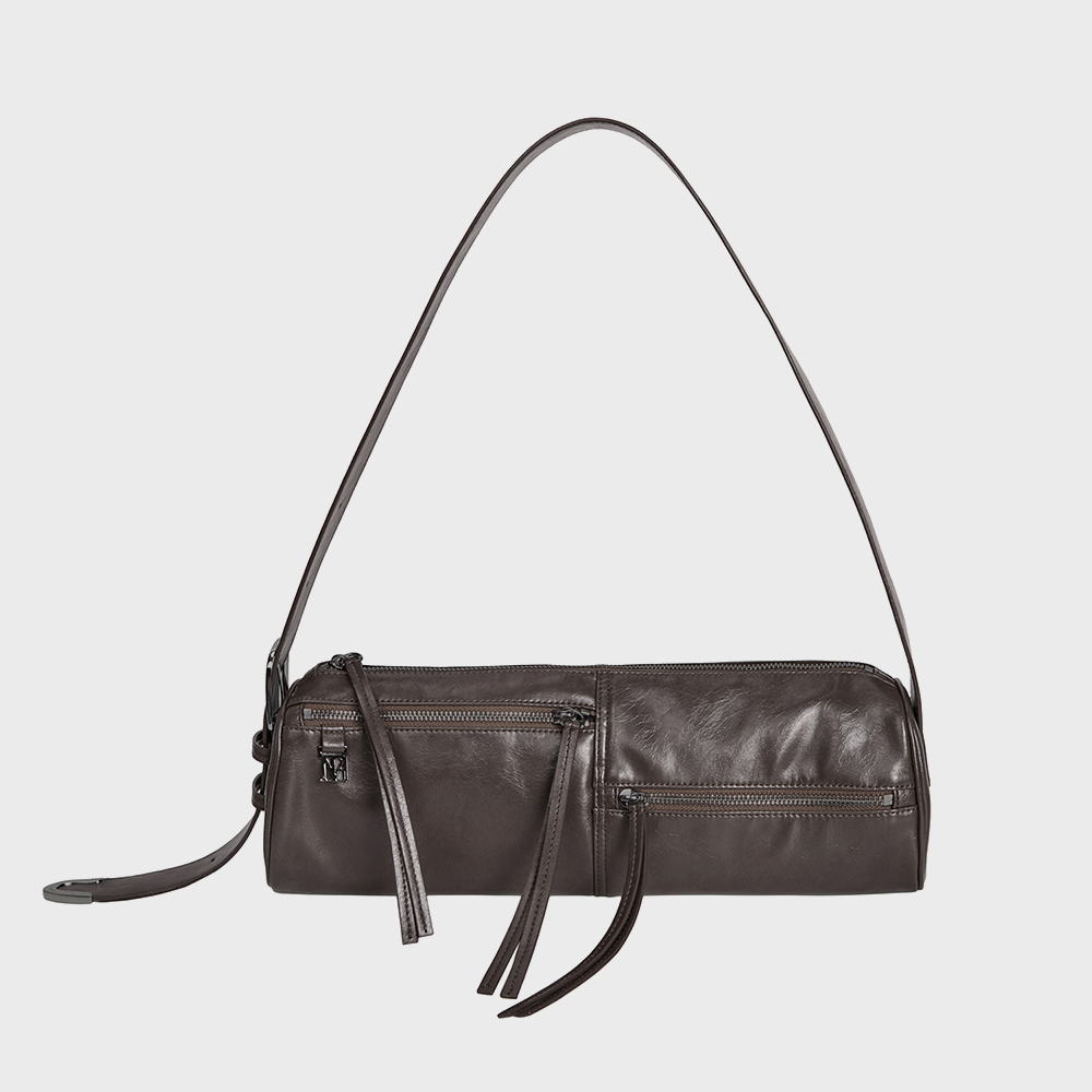 【TREEMINGBIRD】韓国人気★ Tetra-Pocket Hobo Shoulder Bag Tetra-Pocket Hobo Shoulder Bag [ Brown ] - TREEMINGBIRD