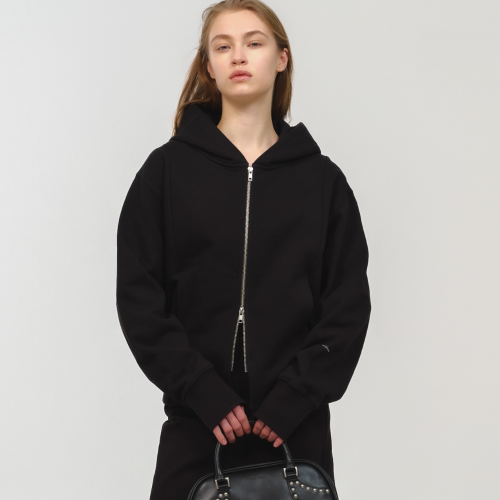 MZ 2-WAY GLITTER HOOD ZIP UP(BLACK) - 감도 깊은 취향 셀렉트